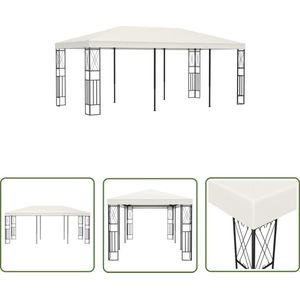 The Living Store Prieel 3x6 m stof crème - Tuinpaviljoen - Tuinkamer - Overkapping - Parasol - Buitenterras