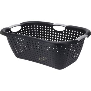 Wasmand van kunststof in zwart, 60 x 40 cm, draagmand met handgrepen, wasbox, wasverzamelaar, wasmand, boodschappenmand