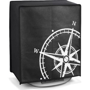 kwmobile Beschermhoes geschikt voor Thermomix Thermomix TM5 / TM6 - Hoes voor keukenmachine in wit / zwart - Vintage Kompas design
