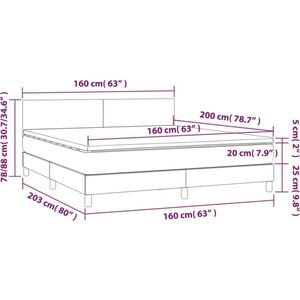 vidaXL - Boxspring - met - matras - stof - blauw - 160x200 - cm