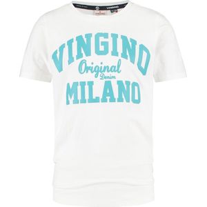 Vingino T-shirt Milano Jongens Katoen Wit/blauw Maat 104