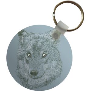 Sleutelhanger - Wolf - Grijs - Roofdier - Plastic - Rond - Uitdeelcadeautjes