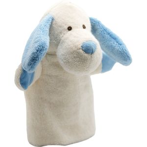 Organische Handpop Hond - Blauw - 25 cm