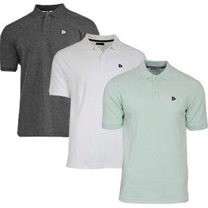 3-Pack Donnay - Polo (Noah) - Sportpolo - Heren - Charcoal/White/Mint green (713) - maat S