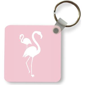 Sleutelhanger - Uitdeelcadeautjes - Flamingo - Wit - Illustratie - Plastic