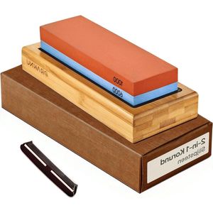 Slijpsteen Wetsteen - Dubbelzijdige Messenslijper - Korrel 1000/6000 Met Anti-slip Siliconenhouder Voor Keuken Messen