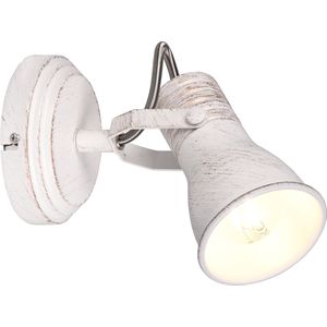 Trio leuchten - LED Wandspot - Wandverlichting - E14 Fitting - 1-lichts - Rond - Antiek Wit - Aluminium