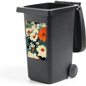 Container sticker Bloemen - Planten - Vintage - Azië - Oranje - 40x60 cm - Kliko sticker