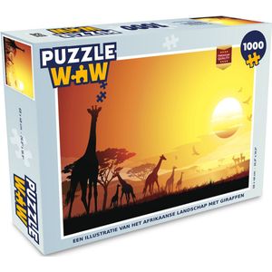 Puzzel Een illustratie van het Afrikaanse landschap met giraffen - Legpuzzel - Puzzel 1000 stukjes volwassenen