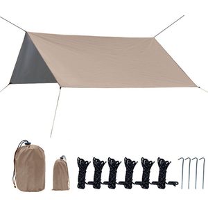 Outdoor Draagbaar Zonnescherm Met Opbergtas - Waterdicht - Tarps voor Kamperen 300 *300cm - 3-4 Personen -kaki