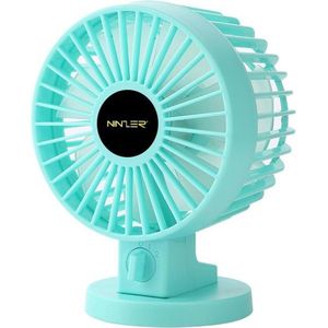 Ninzer Stille USB Ventilator - Geruisloos en Klein - Mini Fan Tafelventilator - USB-Aansluiting - Draagbaar en Krachtig - Blauw