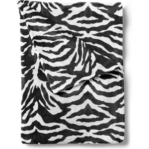 iSleep Plaid - Zebra Print - Zachte Fleece - 140x200 cm - Bruin/Wit