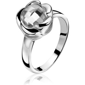 ZINZI zilveren ring bloem wit ZIR865
