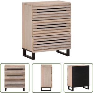 vidaXL Commode - Dressoir - Dressoir 60x34x75 cm massief mangohout wit - Vintage Dressoir - Landelijk Dressoir - Houten Dressoir