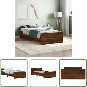 vidaXL Bedframe - Bruin Eiken - 90x190 cm - Hout Slaapcomfort - Houten Bed Frame - Bedbodemsysteem - Tweepersoons Bed - Enkelpersoons Bed
