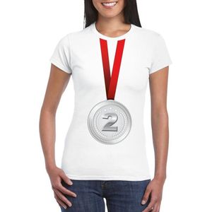 Zilveren medaille kampioen shirt wit dames - Winnaar shirt Nr 2 XL
