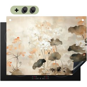 KitchenYeah® Inductie beschermer 71x52 cm - Bloemen - Japandi - Wabi sabi - Kookplaataccessoires - Afdekplaat voor kookplaat & Spatscherm achterwand - Inductiebeschermer - Inductiemat - Inductieplaat mat - Keuken decoratie