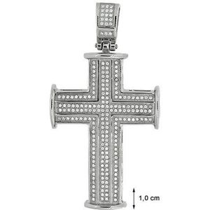 Blinx Jewels Stalen Hanger Kruis Steentjes Zirkonia