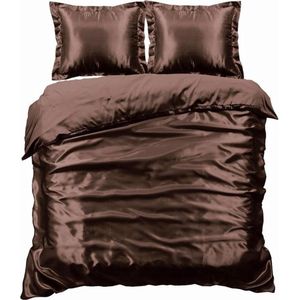 Beauty Silk Dekbedovertrek - 200x200/220 - Glans Satijn - Choco