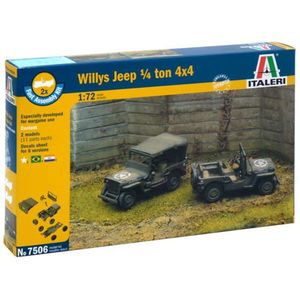 1:72 Italeri 7506 Willys Jeep 1/4 Ton 4X4 (2x) - Fast Assembly Plastic Modelbouwpakket
