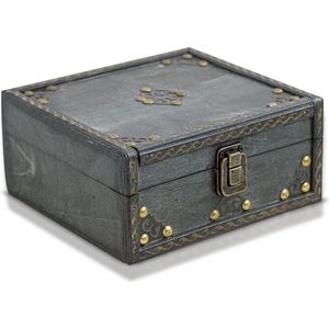 Treasure chest, treasure chest, wooden chest, pirate chest, gift box with lid, 20 x 18 x 9 cm