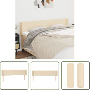 The Living Store Hoofdbord met randen 203x16x78/88 cm stof crèmekleurig - Hoofd Bord - Hoofdbord - Bedroom Decor - Slaapkamers - Bed Frame