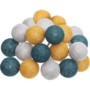 Atmosphera LED Feestverlichting katoen - Cotton Ball - 20 Ballen - Ø6cm - Blauw