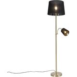QAZQA retro - Klassieke Vloerlamp Staande Lamp met leeslamp - 1 lichts - H 1597 mm - Goud/messing - Woonkamer Slaapkamer