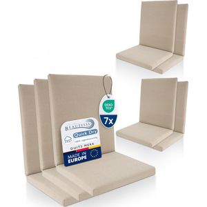 Beautissu QD-NL – Set van 7 Premium Tuinstoelkussens Lage Rug 105x48 cm – 100% Waterdicht – Weerbestendig – Sneldrogend – UV-bestendig – Natuur