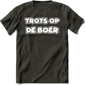 T-Shirt Knaller T-Shirt|Trots op de boer / Boerenprotest / Steun de boer|Heren / Dames Kleding shirt|Kleur Grijs|Maat XXL