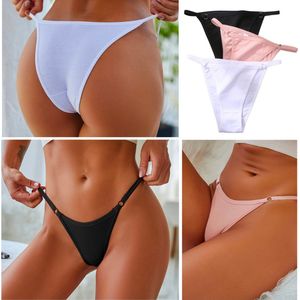 3 Pack - Effen Dames Slip - Zwart, Roze en Wit - Dunne Tailleband - Onderbroek 95% Katoen - Dames Lingerie / String / Ondergoed Set - Maat M