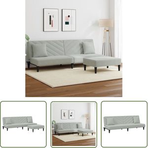 The Living Store 2-delige Loungeset met kussens fluweel lichtgrijs - Slaapbank - Fluweelsofa - Tweepersoonsbed - Loungehoek - Woonkamermeubel