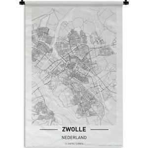 Wandkleed Top 50 Nederland staande- Stadskaart Zwolle Wandkleed katoen 60x90 cm - Wandtapijt met foto