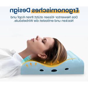Orthopedisch in hoogte verstelbaar neksteunkussen van traagschuim - ergonomisch hoofdkussen Oeko-Tex® gecertificeerd - 61 x 38 cm - wasbare overtrek - alle slaaphoudingen neck pillow