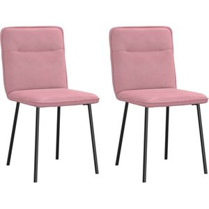 vidaXL - Eetkamerstoelen - 2 - st - fluweel - roze