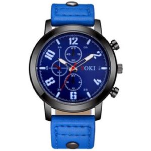 Soki - casual heren horloge - kleur blauw 45 mm - I-deLuxe verpakking