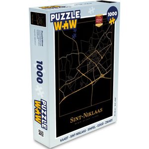 Puzzel Kaart - Sint-Niklaas - Simpel - Goud - Zwart - Legpuzzel - Puzzel 1000 stukjes volwassenen