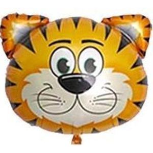 Tijger ballon - 71x76cm - XL - Ballonnen - Versiering - Thema feest - Verjaardag - jungle - Dieren - Jungle versiering - Folie Ballon - Helium ballon