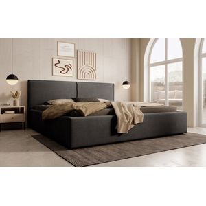 Meubella - Tweepersoonsbed Infinity - Zwart ribstof - 180x200 cm