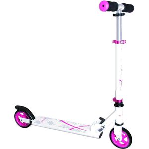 muuwmi aluminium scooter – tretroller, 125 mm, ABEC 5, GS-goedgekeurd, in hoogte verstelbaar, wit-roze