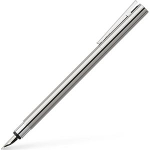 Faber-Castell vulpen - NEO Slim - glanzend RVS - F - FC-342001