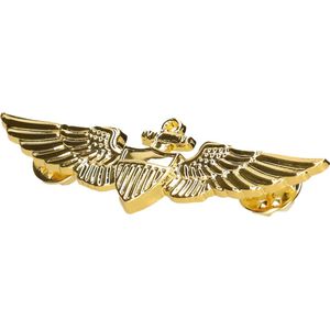 Piloten/Vliegeniers verkleed broche - goud - metaal - 7 cm - Carnaval accessoires