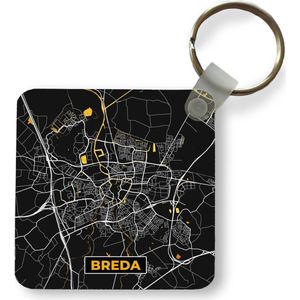 Sleutelhanger - Uitdeelcadeautjes - Kaart - Breda - Goud - Zwart - Plastic
