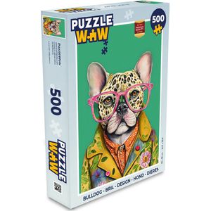 Puzzel Bulldog - Bril - Design - Hond - Dieren - Legpuzzel - Puzzel 500 stukjes