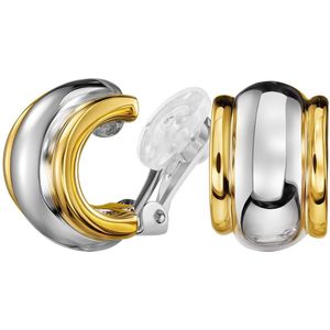 Traveller Clip Oorbellen - Oorclips Dames - Bicolor - Zilver- en Goudkleurig - Verguld 22 kt - Geplatineerd - 157610