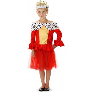 Folat - Rode Koninginnenjurk met Bontkraag Meisjes Maat M - 116-134