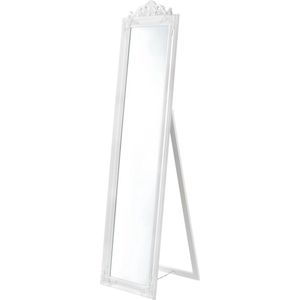 In And OutdoorMatch Vrijstaande spiegel Adrianna - Met Barok Lijst - Verstelbaar - 160x40 cm - Wit - Eucalyptushout - Luxe Look