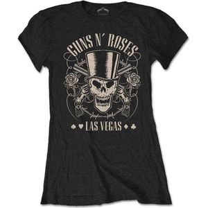 Guns N' Roses - Top Hat, Skull & Pistols Las Vegas Dames T-shirt - S - Zwart