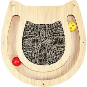 Moggy Cat Scratcher - Eén maat hout - krabboom met speelbal