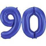 Folat Folie ballonnen - 90 jaar cijfer - blauw - 86 cm - leeftijd feestartikelen